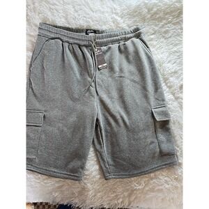 Jackson Hole Mens Shorts Size XXL 2XL Grey Cotton Fleece Cargo Casual Flat Front